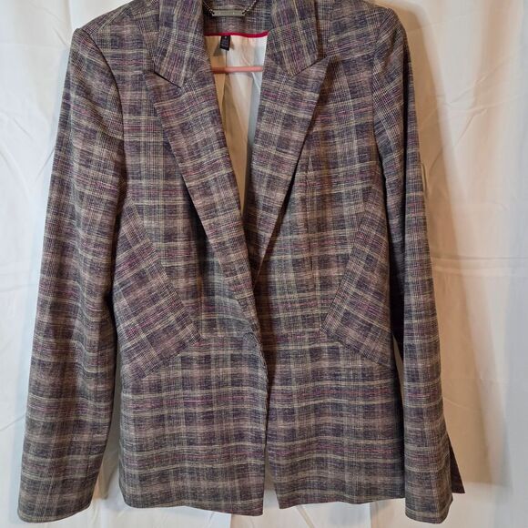 White House Black Market Women's Multicolor Plaid Blazer Preppy College Career - Picture 2 of 15